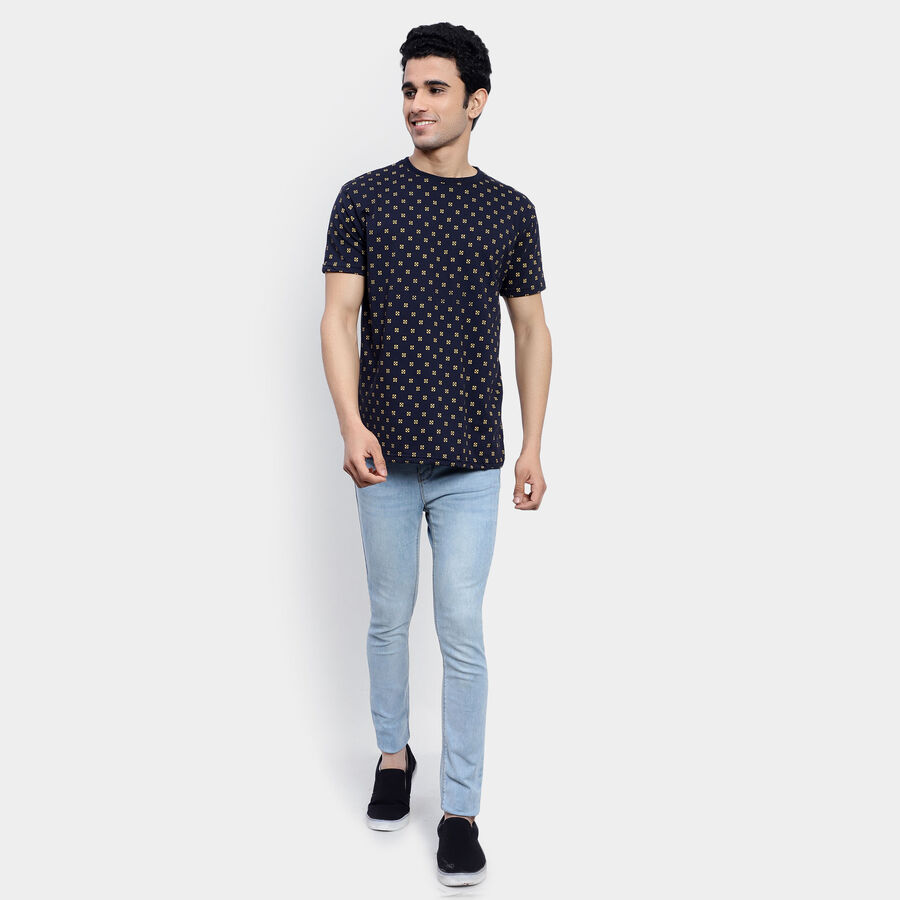 All Over Print Round Neck T-Shirt, Navy Blue, large image number null