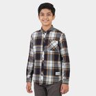 Boys' Mustard Cotton Long Sleeves Collared Shirt, Mustard, small