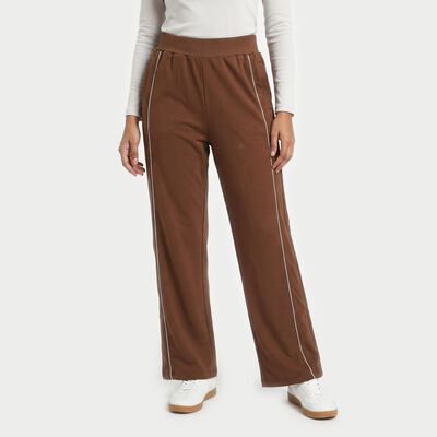 Women's Brown Straight Fit Side-Piped Track Pants