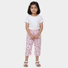Girls' White Regular Fit Heart Printed Capri, White, small