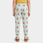 Girls' Mint Green Jogger Heart Printed Pyjama, हल्का हरा, small