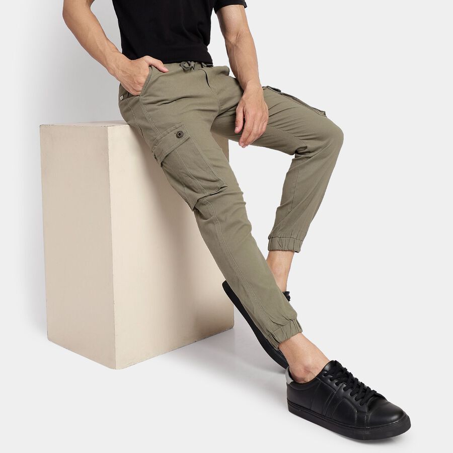 Men's Slim Fit Casual Trousers, हल्का हरा, large image number null