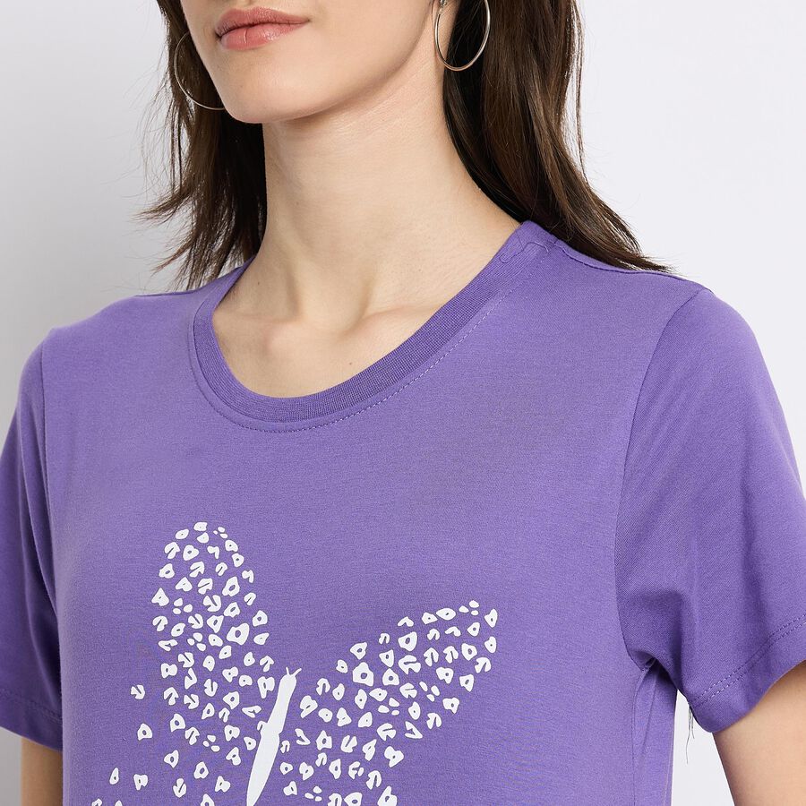 Ladies' Round Neck T-Shirt , बैंगनी, large image number null