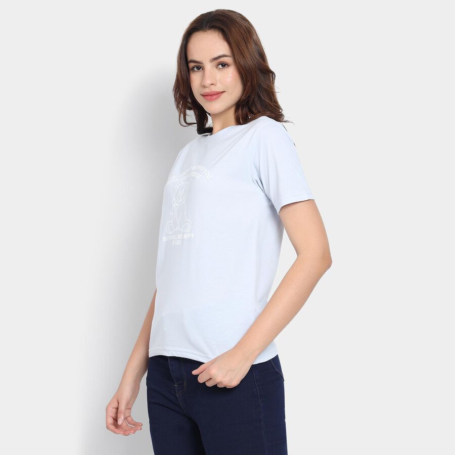 Ladies' Round Neck T-Shirt, हल्का नीला, large image number null