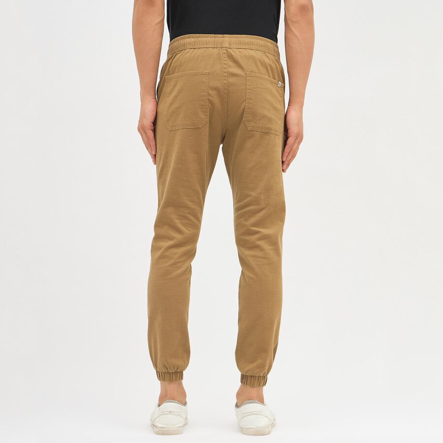 Men's Camel Brown Slim Fit Jogger Trousers, Beige, large