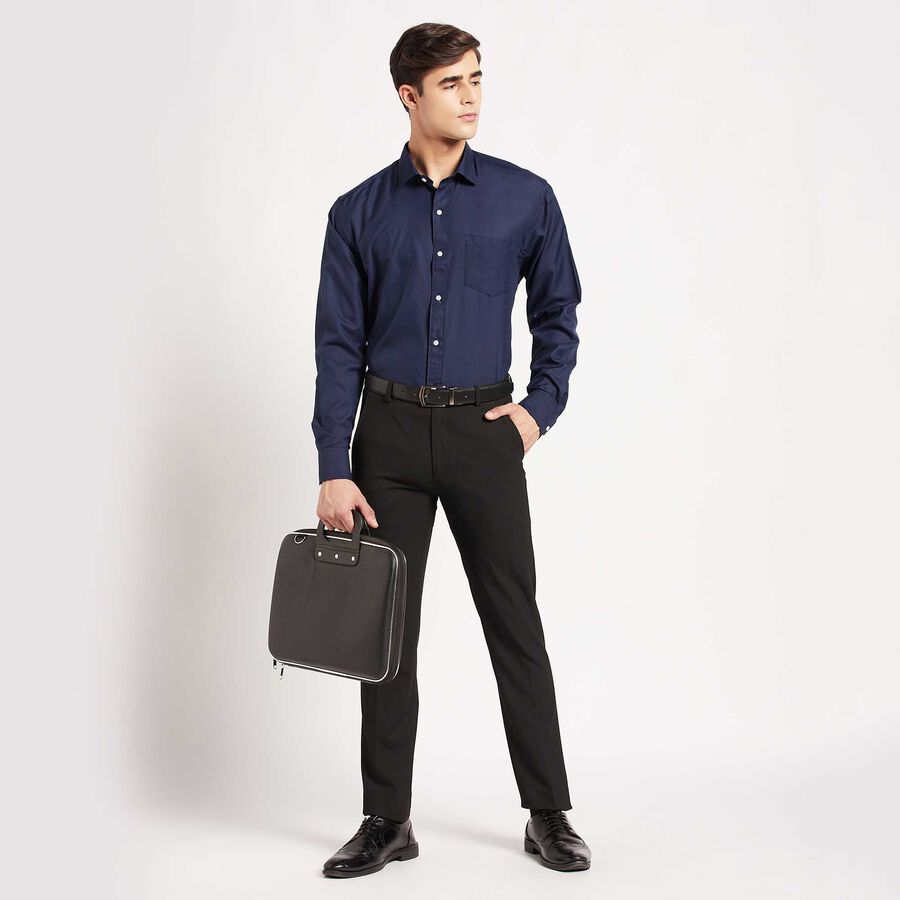 Solid Regular Collar Formal Shirt, Navy Blue, large image number null