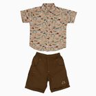 Boys' 100% Cotton Woven Baba Suit, Beige, small image number null