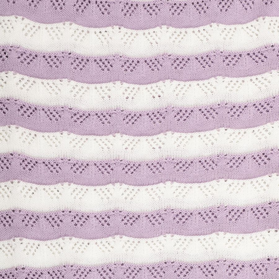Girl's Light Lavender and White Cotton Crew Neck Casual Tunic, लाइलेक, large image number null