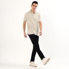 Men's Jet Black Slim Fit Flat-Front Casual Trousers, Black, small