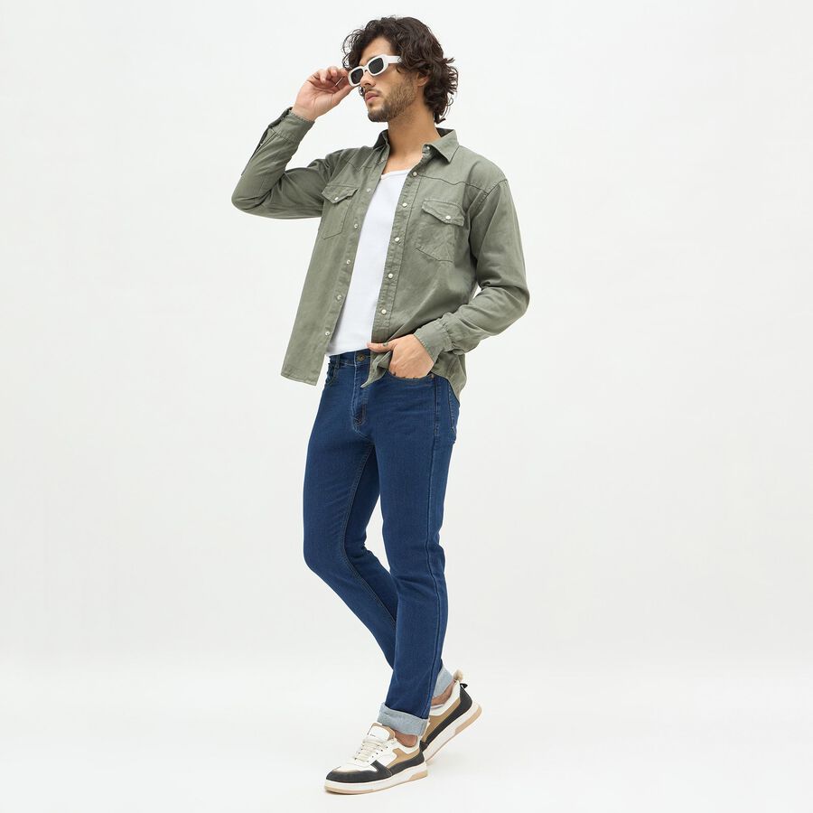 Men's Muted Sage Green Cotton Classic Casual Shirt, Light Green, large image number null