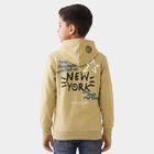 Boys' Olive Green Hoodie Neck Graphic Print Sweatshirt, ओलिव, small