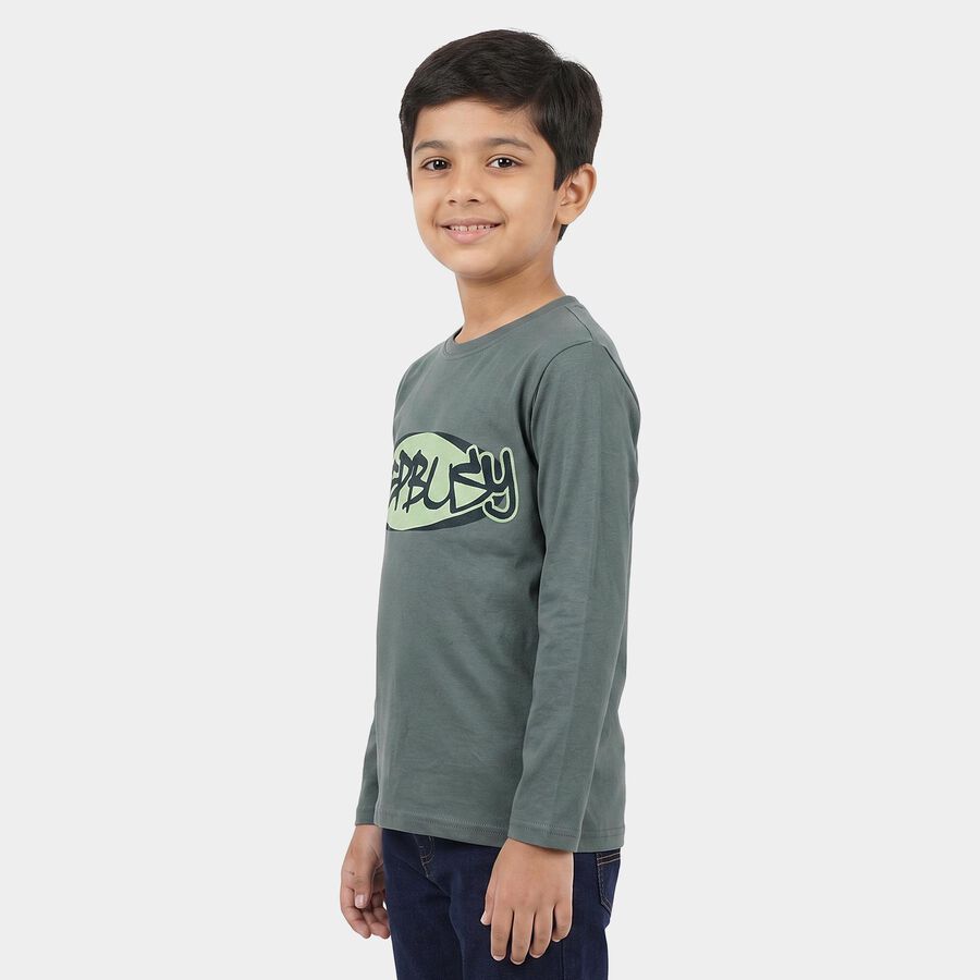 Boys Mid Blue Round Neck Regular Boys T-Shirt, Mid Blue, large
