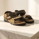 Men Olive Green Velcro Strap Strappy Sandals, Olive, small
