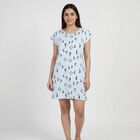 Women's Blue V-Neck Romantic Nighty, Light Blue, small