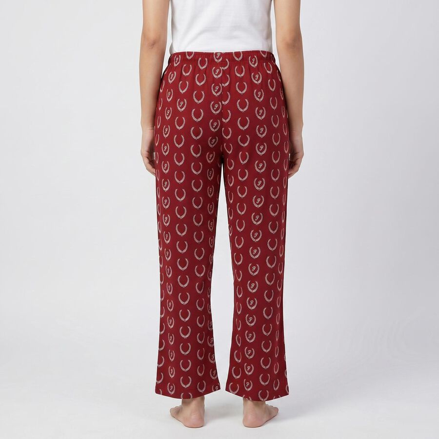 Women Wine Regular Fit Solid Pyjama, वाइन, large