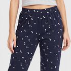 Women's Navy Blue Straight Fit Heart Printed Pyjama, Navy Blue, small