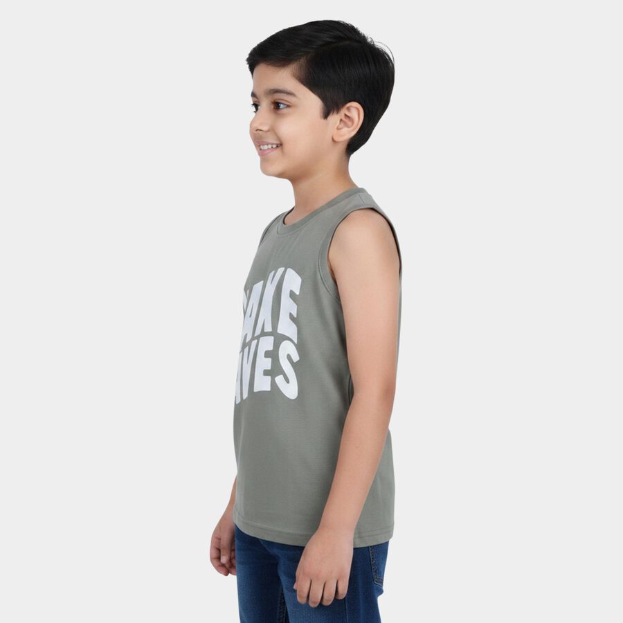 Boys Light Green Round Neck Casual Boys T-Shirt, हल्का हरा, large