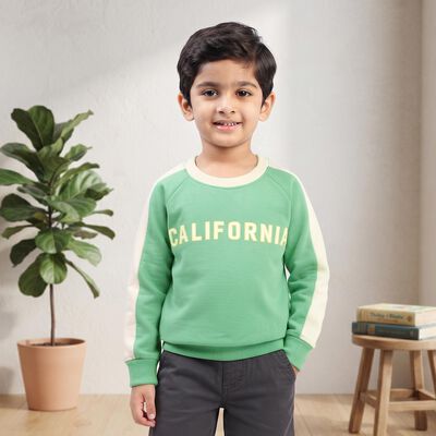 Boys' Dark Green Crew Neck Pullover Sweatshirt