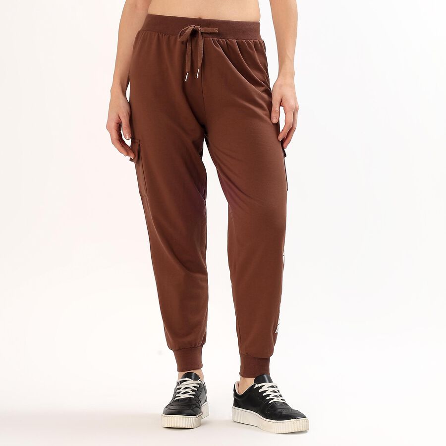 Women's Rich Mocha Brown Cargo Jogger Fit Track Pants, Brown, large