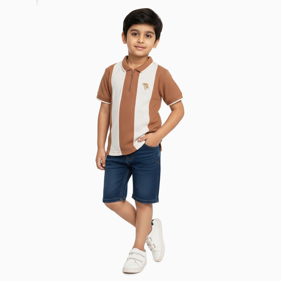 Boys' 100% Cotton Half Sleeves T-Shirt, भूरा, large image number null