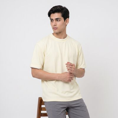 Men's Cream Crew Neck Regular Drifit T-Shirt