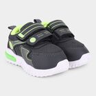 Boys Dark Charcoal Black and Neon Green Velcro Casual Sneakers, Grey, small image number null
