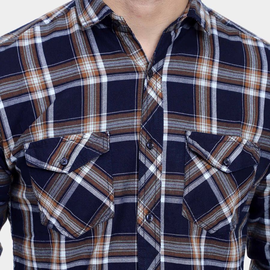 Cotton Checks Casual Shirt, भूरा, large image number null