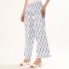 Women's White and Blue Printed Wide-Leg Palazzos, सफ़ेद, small image number null
