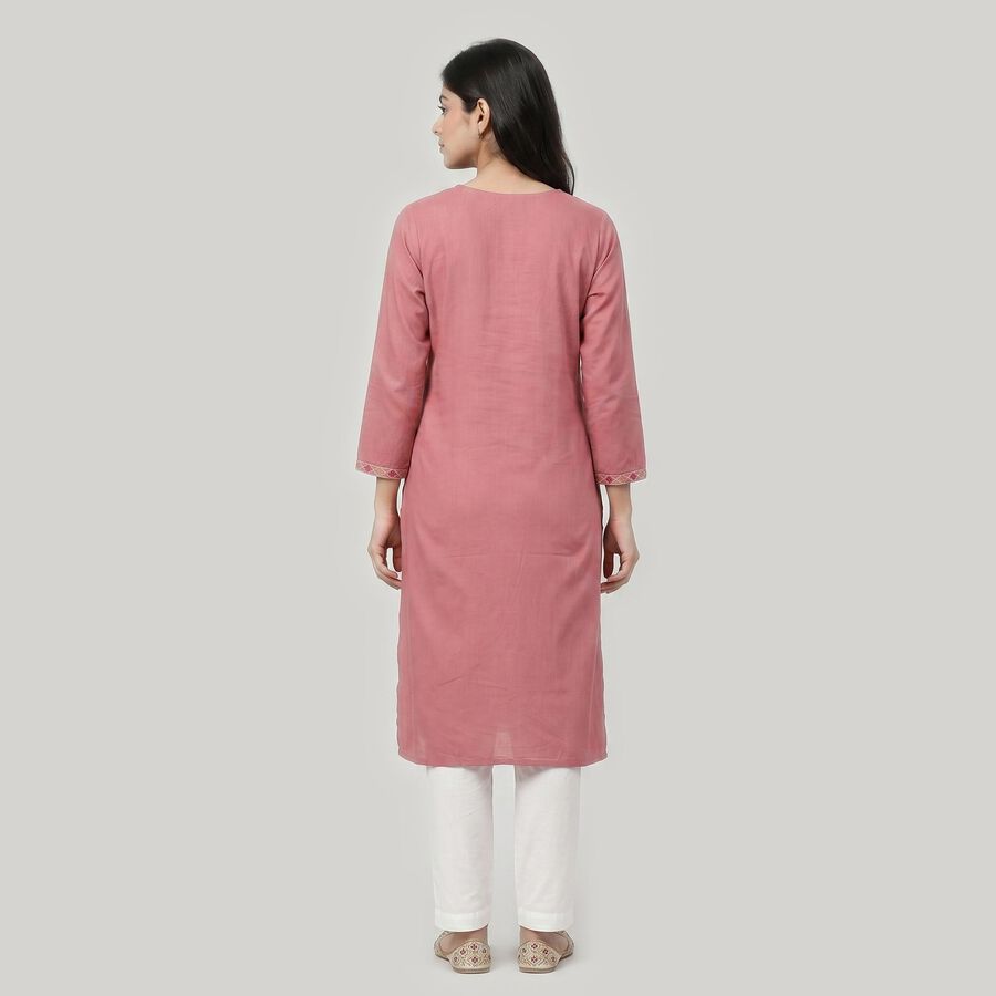 Women's Purple V-Neck Embroidered Kurta, बैंगनी, large