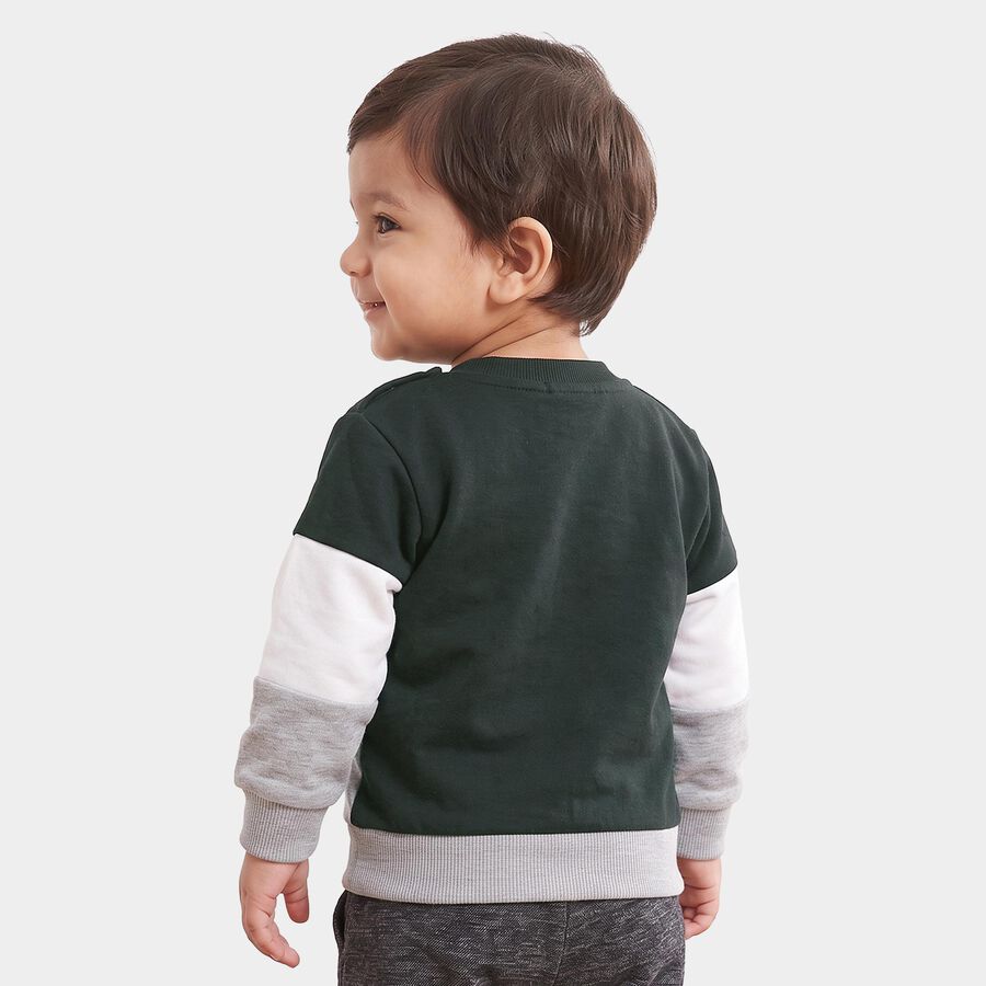 Infants Green 100% Cotton Crew Neck Pullover Sweatshirt, Dark Green, large