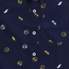 Boys Navy Blue Cotton Half Sleeve Classic Collar Casual Shirt, Navy Blue, small