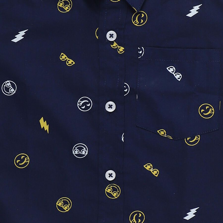 Boys Navy Blue Cotton Half Sleeve Classic Collar Casual Shirt, Navy Blue, large