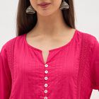 Women's Bright Fuchsia Pink Cotton Solid Ethnic Set, Fuchsia, small image number null