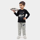 Boys Navy Blue Round Neck Graphic Print Baba Suit, Navy Blue, small