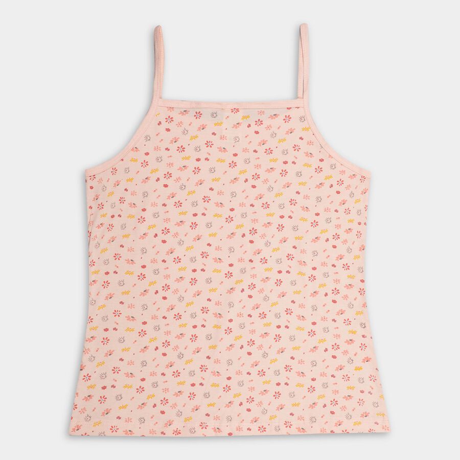 Girls' Soft Pink Cotton Spaghetti Sleeveless Vest, Coral, large image number null