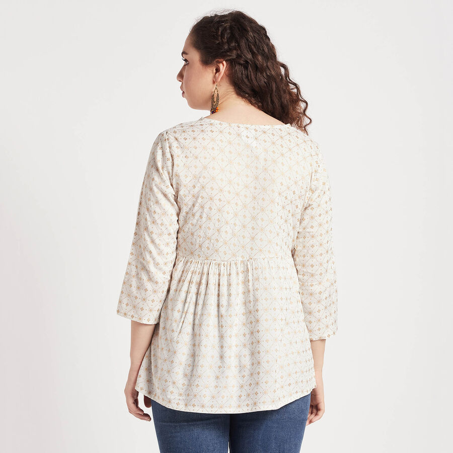 All Over Print A Line Kurti, Off White, large image number null