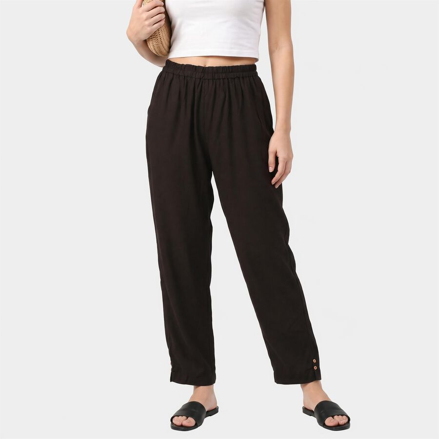 Women's Black Regular Fit Solid Palazzos, Black, large