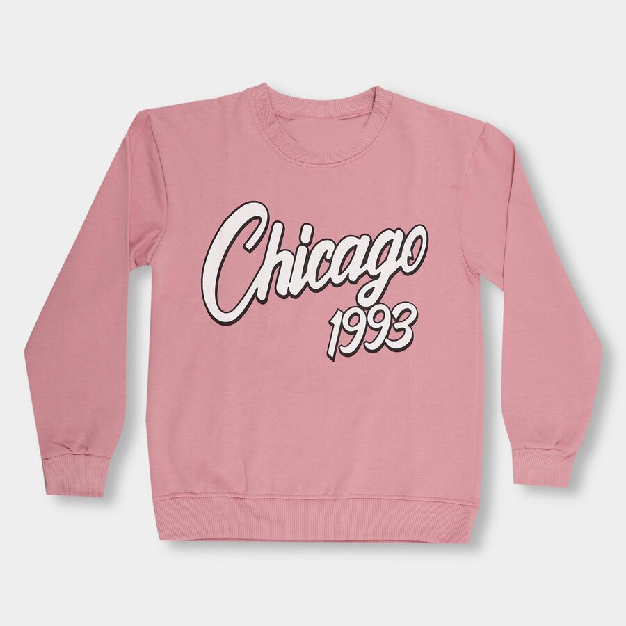 Boys Dusty Pink Crew Neck Casual Sweatshirt, Pink, large image number null