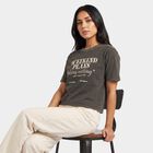 Women's Olive Green Round Neck Regular T-Shirt, ओलिव, small
