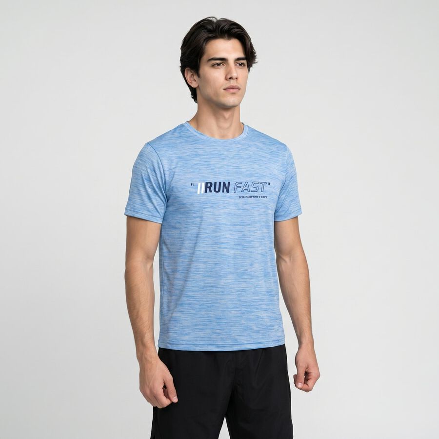 Men's Light Blue Round Neck Regular Drifit T-Shirt, Light Blue, large