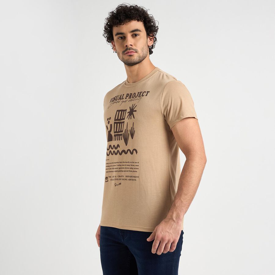 Men's Round Neck Half Sleeves T-Shirt , गहरा पीला, large image number null