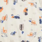 Infants White and Peach Printed Baba Suit, Off White, small image number null