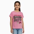 Girls Bright Pink Round Neck Casual T-Shirt, Pink, small image number null