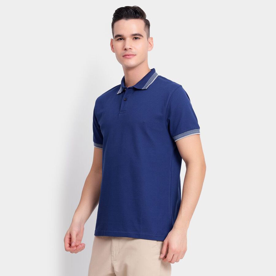Men's Collared Half Sleeves T-Shirt, नेवी ब्लू, large image number null