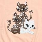 Girls' Peach Cotton Round Neck Casual T-Shirt, पीच, small