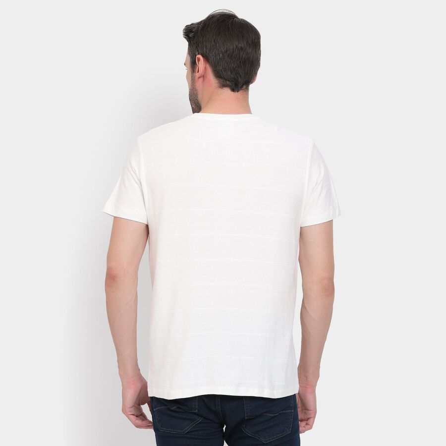 Men's 100% Cotton Round Neck Half Sleeves T-Shirt , White, large image number null