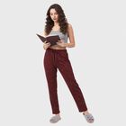 Women's Wine Straight Fit Printed Elastic Waist Pyjama, Wine, small