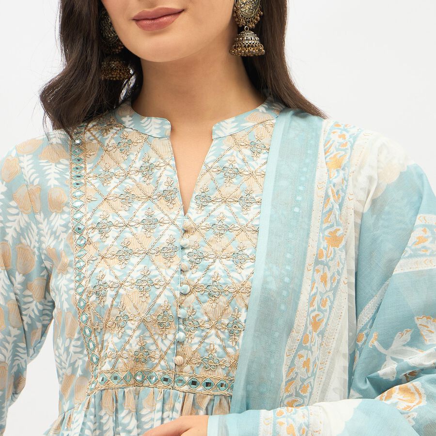 Ladies' 100% Cotton Kurta, Light Blue, large image number null