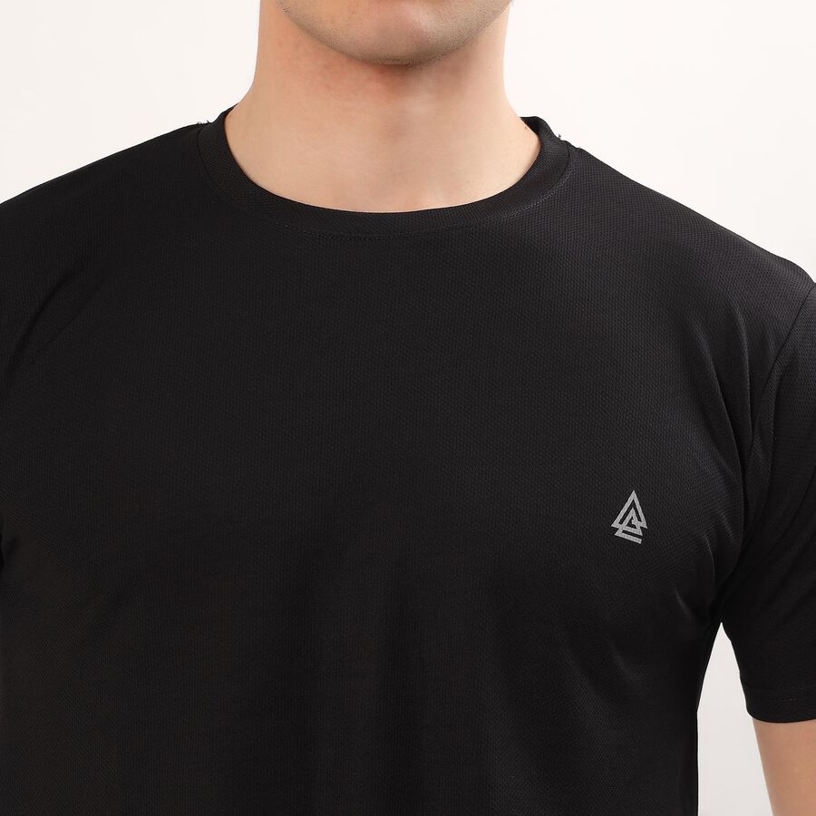 Men's Jet Black Crew Neck Athleisure T-Shirt, Black, large