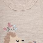 Girls Muted Beige Ruffle Neck Casual Pullover, Beige, small image number null